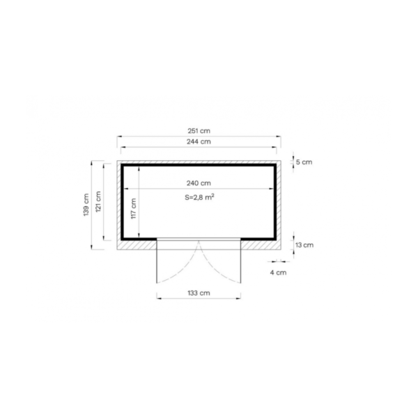 Abri de jardin bois 244 x 121 cm – Image 2