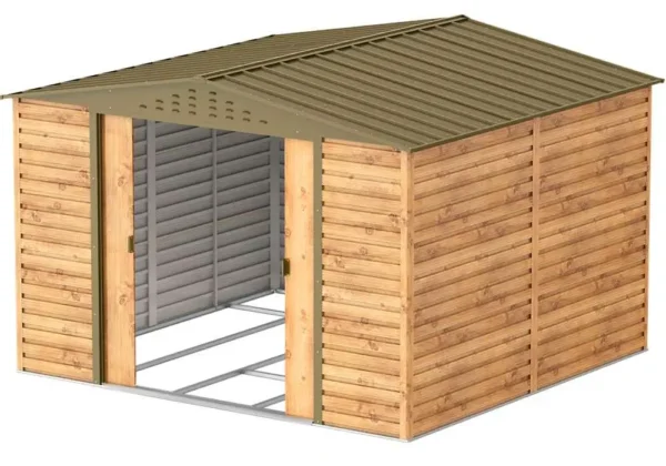 Abri de jardin métallique 9 m² imitation bois – Image 2