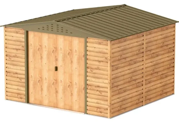 Abri de jardin métallique 9 m² imitation bois – Image 3