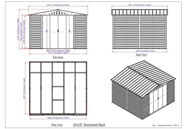 Abri de jardin métallique 9 m² imitation bois – Image 4